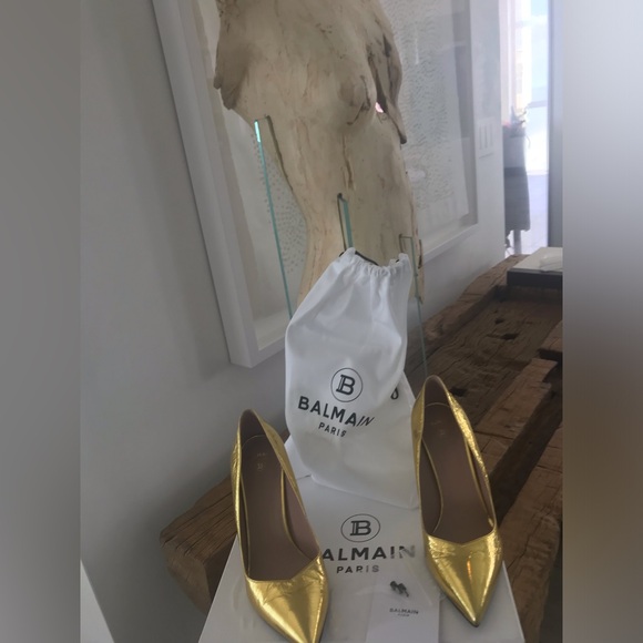 BALMAIN gold pumps 7.5 sz , all inclusive BRAND NEW - Picture 9 of 11